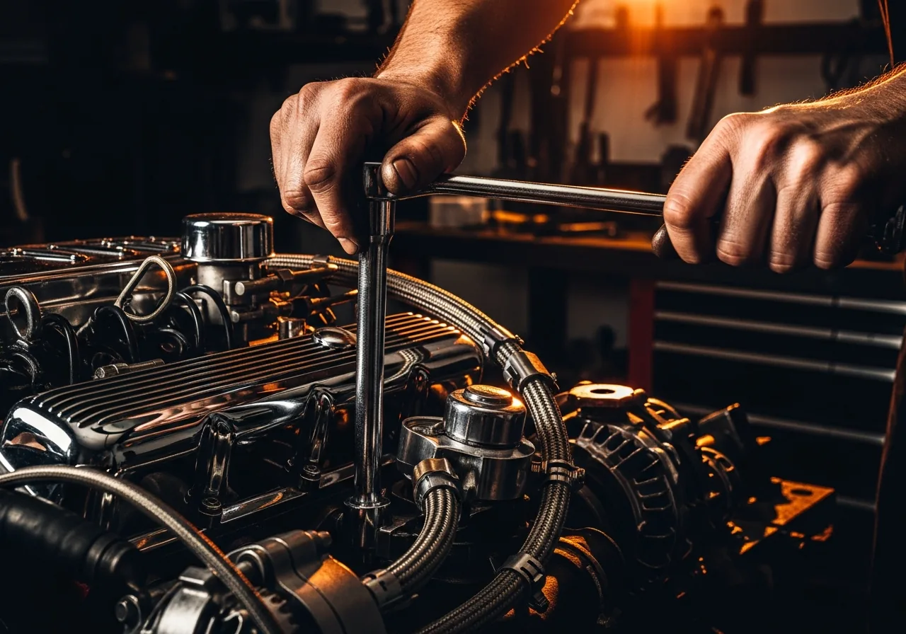 Vakwerk aan een klassieke motor